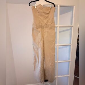 Zara Beige Strapless Jumpsuit